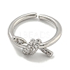 Twist Brass Micro Pave Cubic Zirconia Open Cuff Ring for Women RJEW-E296-07P-2