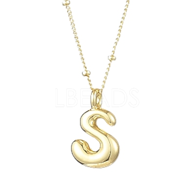1Pc Initial Letter Brass Pendant Necklaces NJEW-YW0001-24S-1