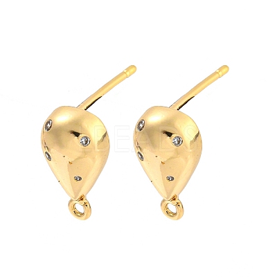 Brass Micro Pave Cubic Zirconia Stud Earring Findings KK-P263-19KCG-1