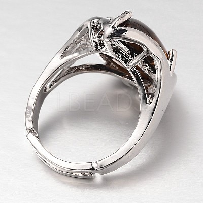 Teardrop Platinum Tone Brass Gemstone Adjustable Wide Band Rings RJEW-L062-02L-1