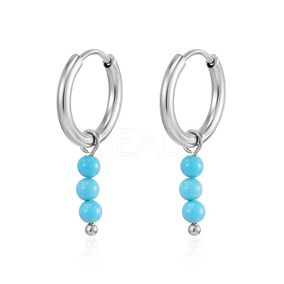 Stainless Steel Round Tassel Hoop Earrings XZ6750-1-1