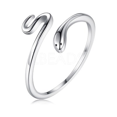 Anti-Tarnish Rhodium Plated 925 Sterling Silver Cuff Rings RJEW-BB56107-1