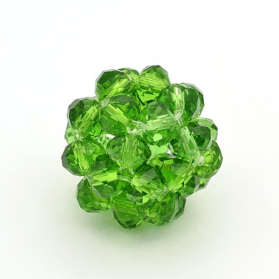 Transparent Glass Crystal Round Woven Beads X-GLAA-A034-8mm-A-1