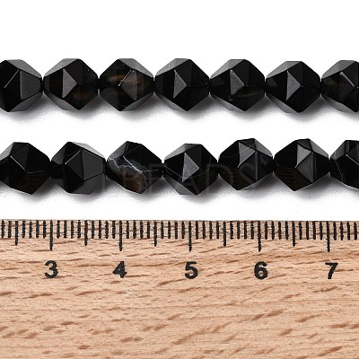 Natural Black Banded Agate/Striped AgateBeads Strands G-Z119-A03-02-1