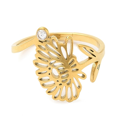 304 Stainless Steel with  Cubic Zirconia Adjustable Rings RJEW-K245-48F-G-1