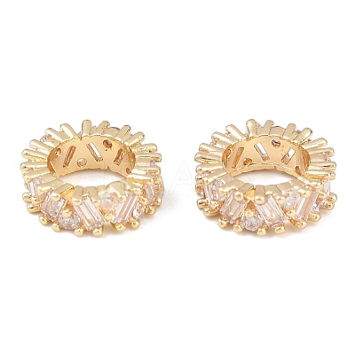 Brass Micro Pave Clear Cubic Zirconia European Beads KK-C142-03LG-1