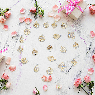 48Pcs 8 Styles Rack Plating Alloy Charms FIND-DC0002-78-1