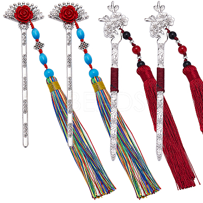 4Pcs 2 Style Alloy Bookmarks AJEW-GF0007-98-1