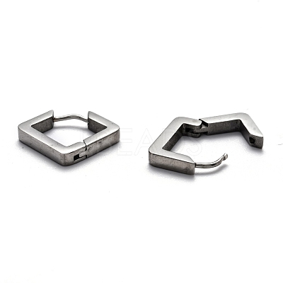 Tarnish Resistant 304 Stainless Steel Rhombus Huggie Hoop Earrings STAS-H156-08P-1