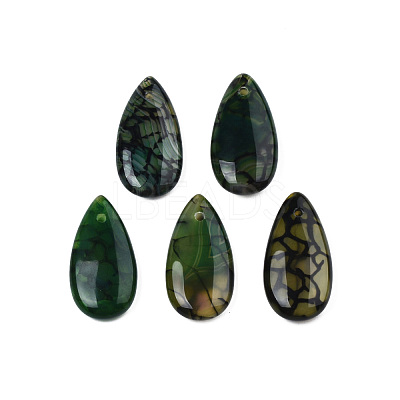 Natural Dragon Veins Agate Pendants G-N0325-16D-1