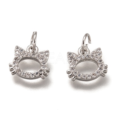 Brass Micro Pave Clear Cubic Zirconia Charms ZIRC-B002-55-1