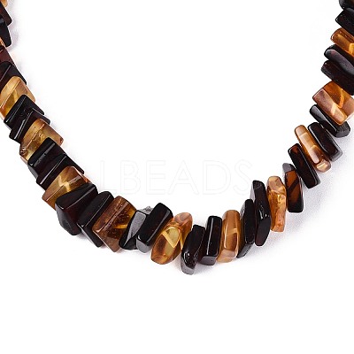 Natural Amber Square Graduated Beaded Necklaces NJEW-T019-01-1