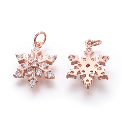Brass Micro Pave Cubic Zirconia Pendants KK-F774-10RG-NR-1