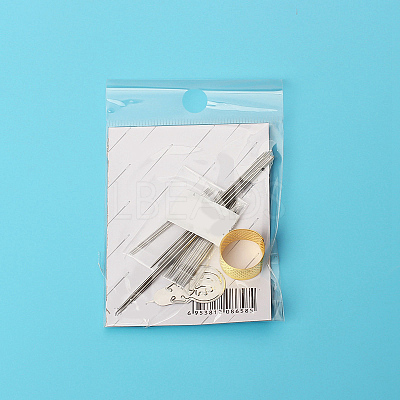 Steel Sewing Needles & Thimble & Threader Set PW-WG20689-06-1