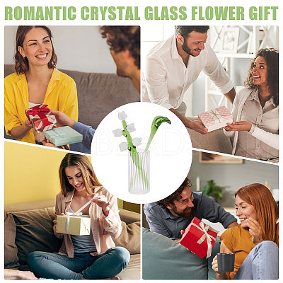 2Pcs Glass Flower Display Decorations AJEW-CO0001-04A-1