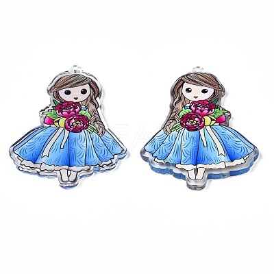 Transparent Printed Acrylic Big Pendants OACR-N133-015-1