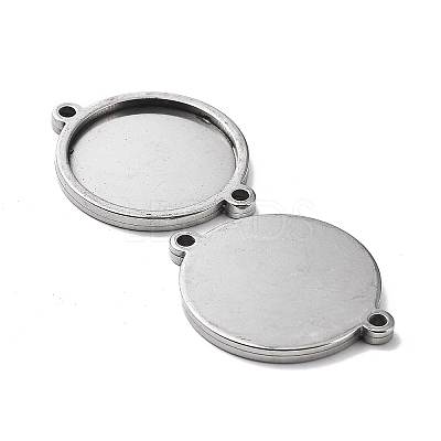 Non-Tarnish 201 Stainless Steel Cabochon Connector Settings X-STAS-E197-01P-1