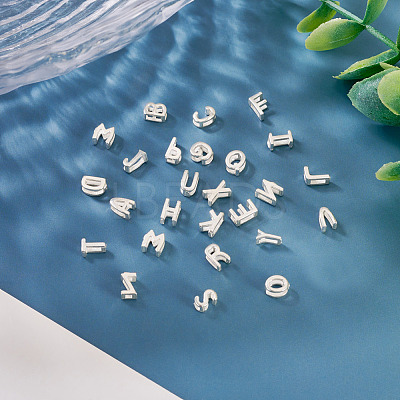 6Pcs 925 Sterling Silver Hollow Initial Beads STER-TA0001-53B-1