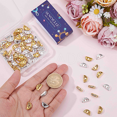 100Pcs 2 Colors Brass Crystal Rhinestone Spacer Bars ALRI-SC0001-60A-1