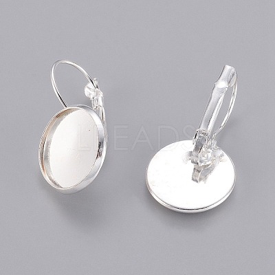 Brass Leverback Earring Findings KK-C1244-14mm-S-NF-1