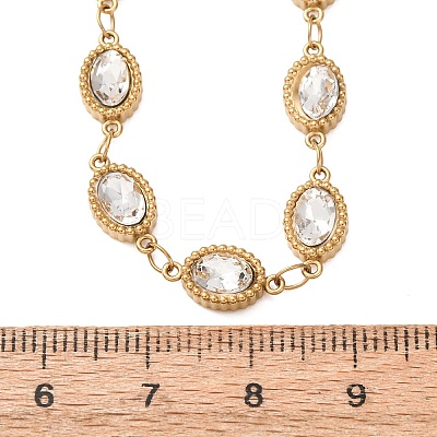 304 Stainless Steel Glass Link Chain Necklaces SA-CBA725A-25A-G-1