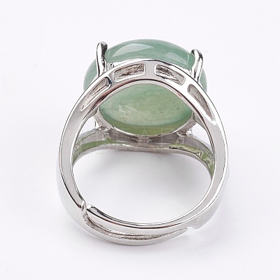 Adjustable Natural Green Aventurine Finger Rings RJEW-F075-01K-1