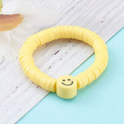 Handmade Polymer Clay Heishi Beaded Stretch Rings X-RJEW-JR00331-1