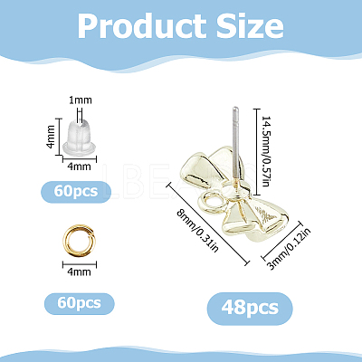48Pcs Rack Plating Alloy Stud Earring Findings FIND-HS0002-65-1