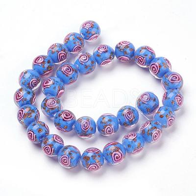 Handmade Gold Sand Lampwork Beads Strands LAMP-L072-G06-1