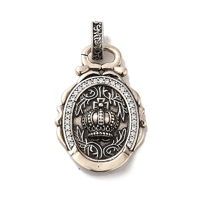 Rack Plating Brass Micro Pave Cubic Zirconia with Sea shell Pendants KK-Q795-15A-AS-1