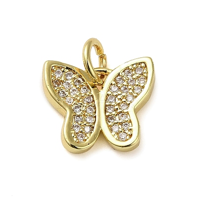 Brass Micro Pave Clear Cubic Zirconia Pendants KK-U005-01L-G-1