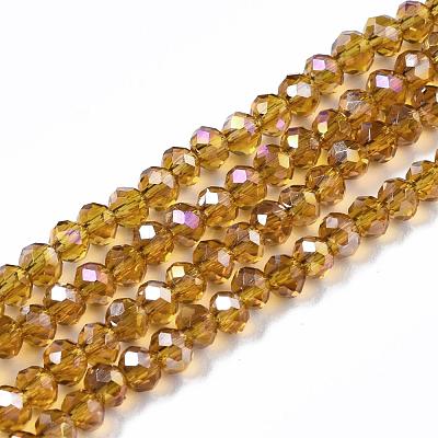 Electroplate Glass Beads Strands X-EGLA-R048-2mm-24-1