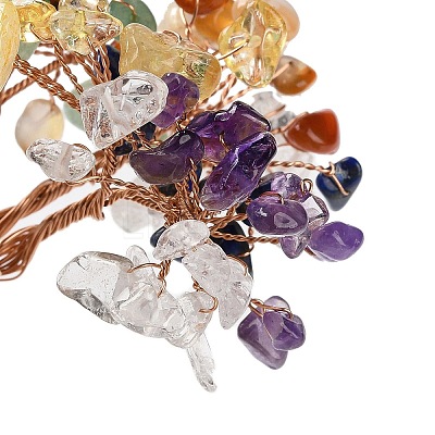 Natural Mixed Gemstone Chips Tree Decorations DJEW-M012-01E-1