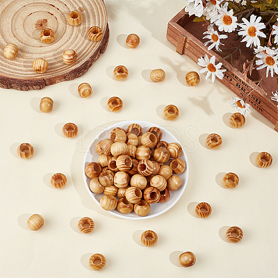 100Pcs Wood European Beads WOOD-PA0001-77-1