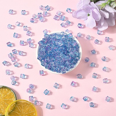 300Pcs Two Tone Transparent Spray Painted Acrylic Beads ACRP-YW0001-16-1