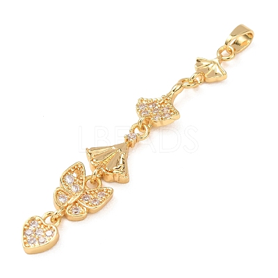 Tassel Brass Micro Pave Clear Cubic Zirconia Big Pendants KK-L271-01G-08-1