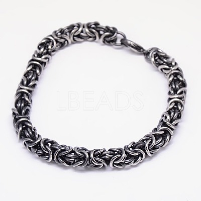 Fashionable Retro 304 Stainless Steel Byzantine Chain Bracelets BJEW-F041-08-1
