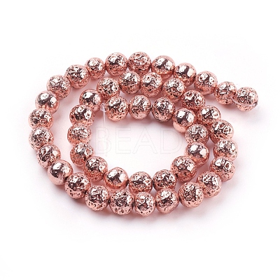 Electroplated Natural Lava Rock Bead Strands G-E429-01-8mm-RG-1