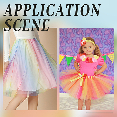 Rainbow Color Gradient Polyester Mesh Fabric DIY-WH0453-84-1