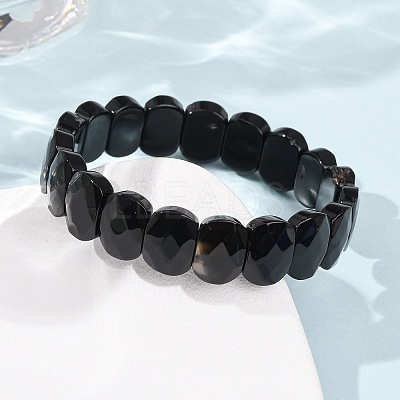Dyed & Heated Natural Black Agate Beaded Stretch Bracelets for Unisex G-K303-01A-1