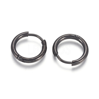 304 Stainless Steel Huggie Hoop Earrings EJEW-F111A-14mm-B-1