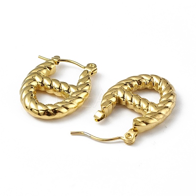 Ion Plating(IP) 304 Stainless Steel Oval Hoop Earrings for Women EJEW-I284-20G-1