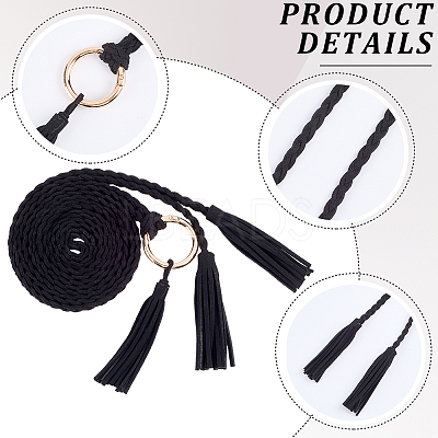 Handmade Imitation Leather Braided Rope Tie Belts AJEW-WH20006-398A-1