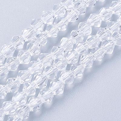 Clear Glass Bicone Beads Strands X-GLAA-S026-07-1