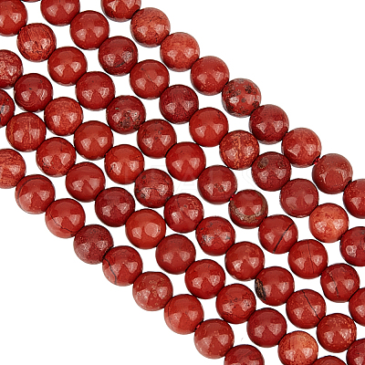 2 Strads Natural Red Jasper Round Beads Strands G-OC0005-70-1