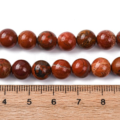 Natural Red Jasper Bead Strands G-R193-11-8mm-1