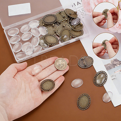 20Pcs Vintage Alloy Brooch Cabochon Bezel Settings FIND-ME0004-31-1