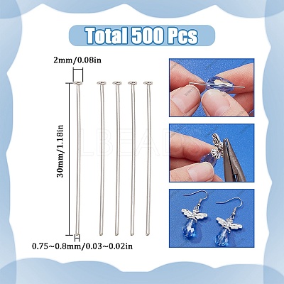 500Pcs Brass Flat Head Pins KK-SC0005-26B-1