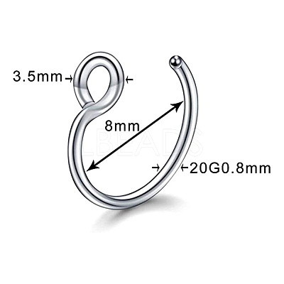 316 Surgical Stainless Steel Clip on Nose Rings WGA7223-01-1