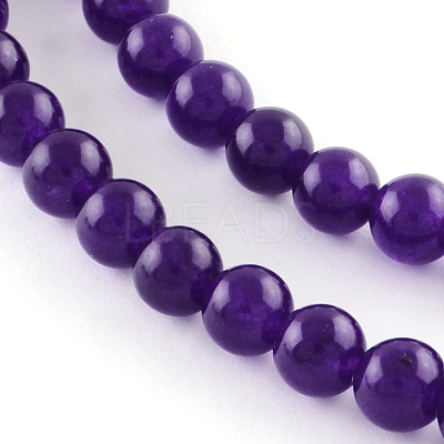 Dyed Natural White Jade Round Bead Strands G-Q937-22-1